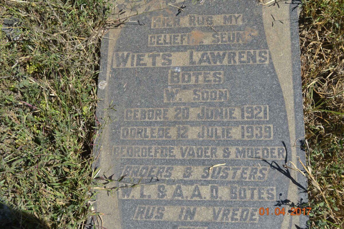 BOTES Wiets Lawrens 1921-1939