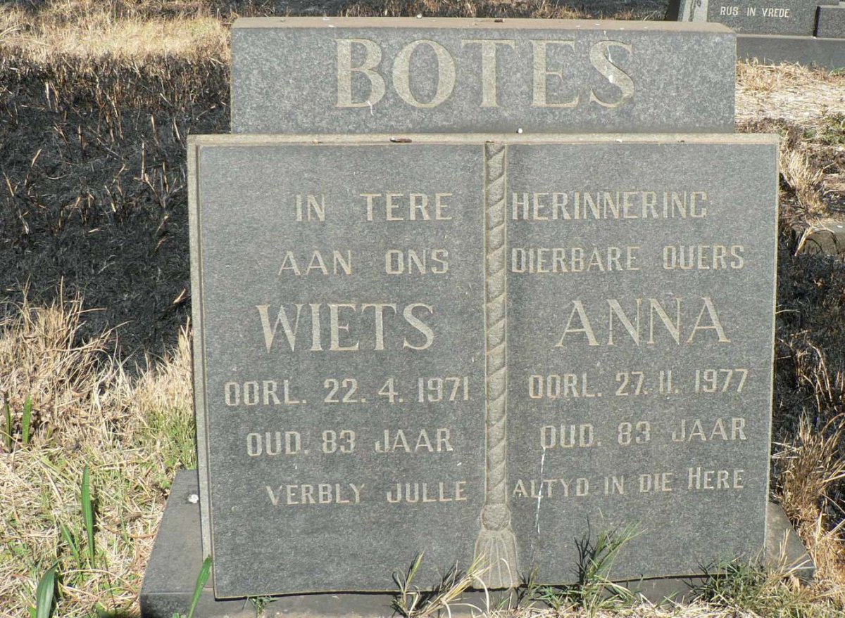 BOTES Wiets -1971 &amp; Anna -1977