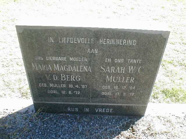 BERG Maria Magdalena, v.d. nee MULLER 1897-1972 :: MULLER Sarah W.C. 1894-1972