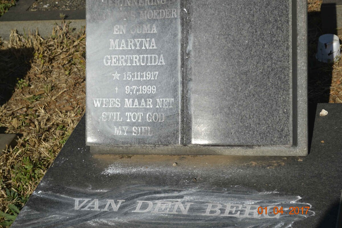 BERG Maryna Gertruida, van den 1917-1999