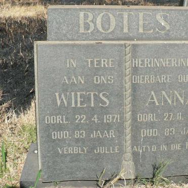 BOTES Wiets -1971 &amp; Anna -1977