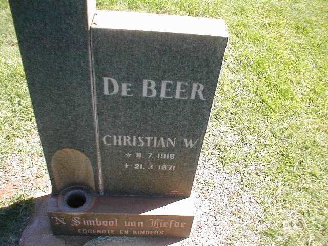 BEER Christian W. de, 1918 - 1971