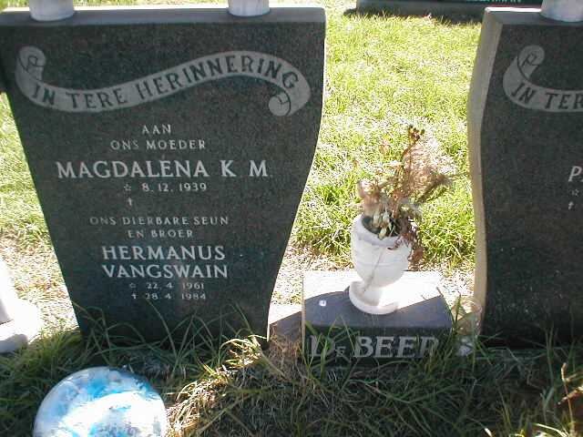 BEER Magdalena K.M. de :: DE BEER Hermanus Vangswain 1961-1984