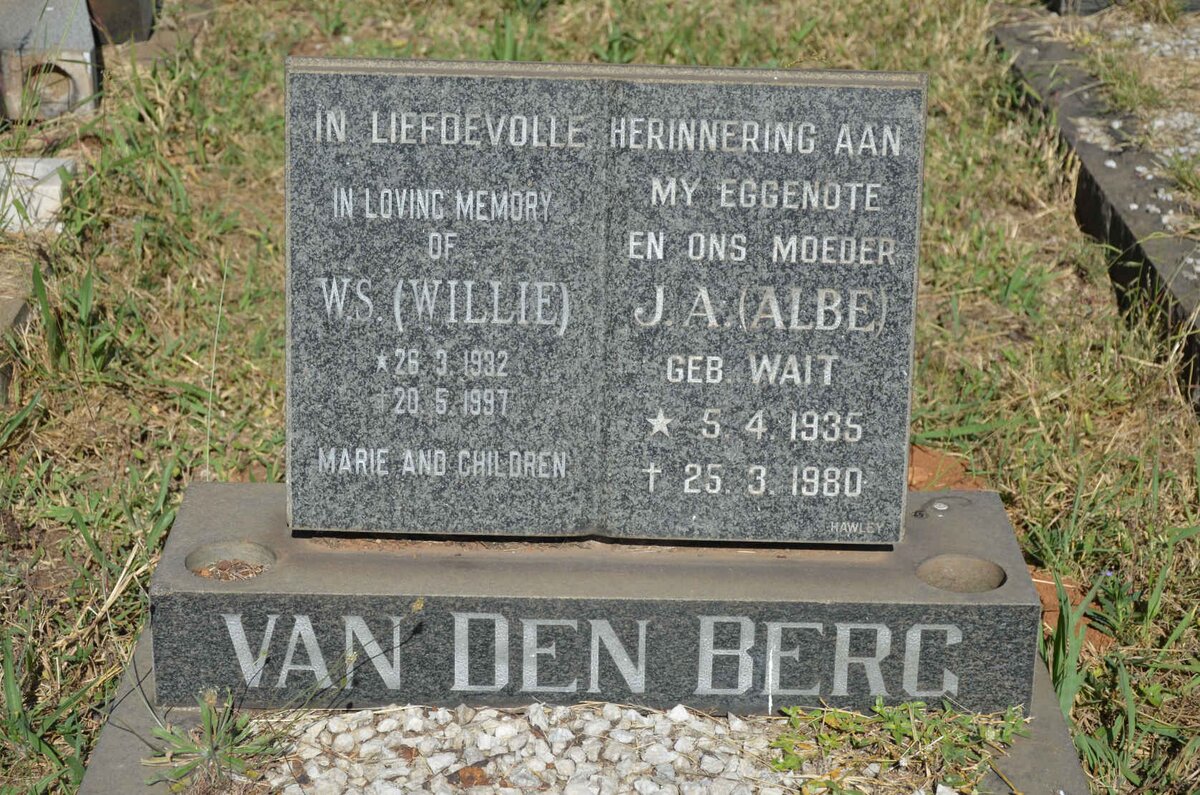 BERG W.S., van den 1932-1997 &amp; J.A. WAIT 1935-1980