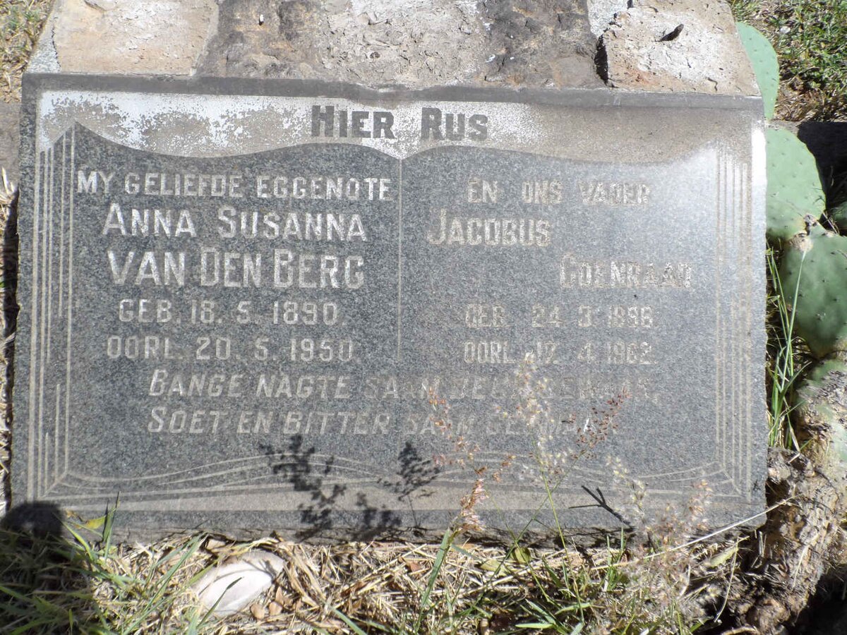 BERG Jacobus Coenraad, van den 1886-1962 &amp; Anna Susanna 1890-1950