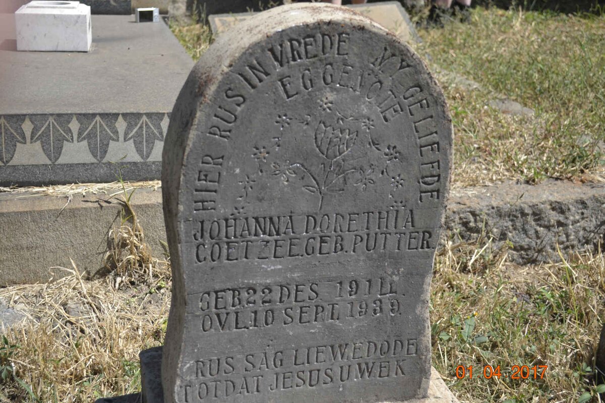 COETZEE Johanna Dorethia nee PUTTER 191?-1939