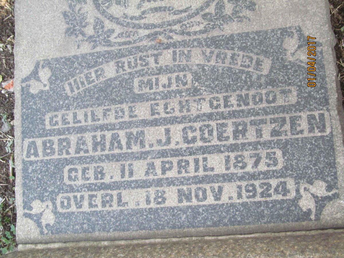 COERTZEN Abraham J. 1875-1924