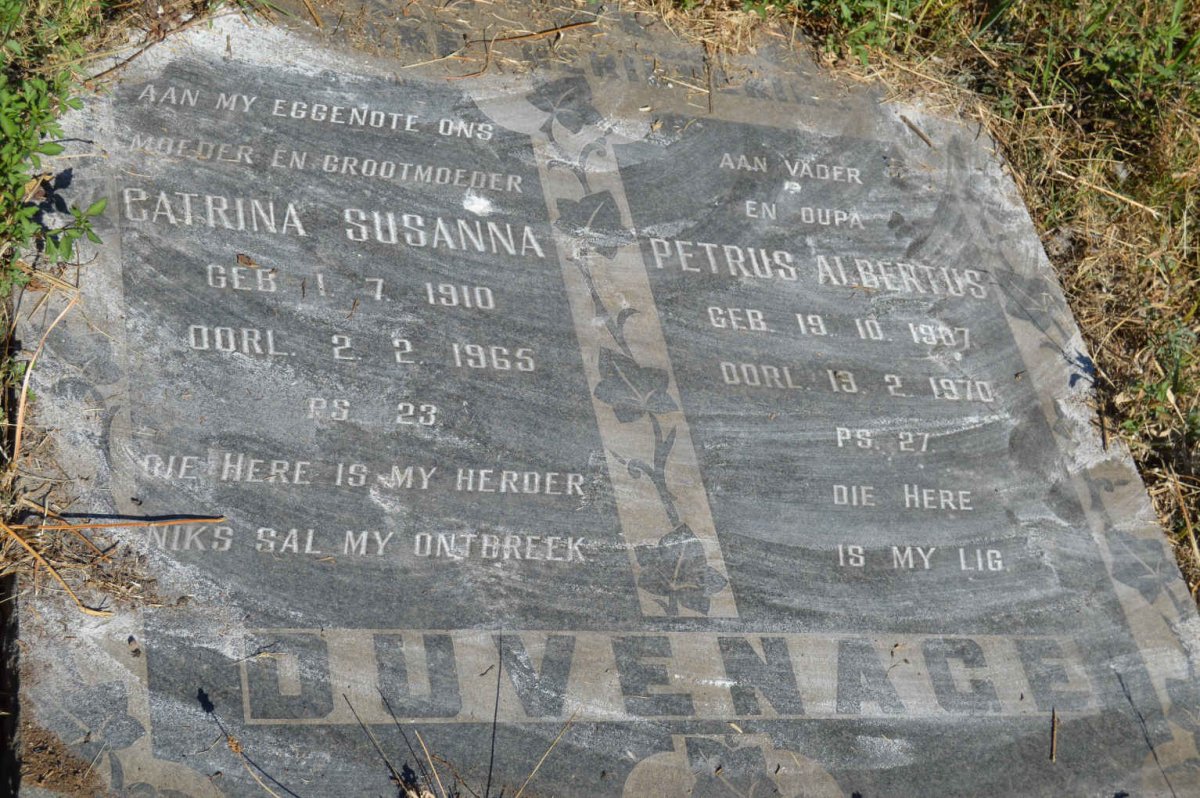 DUVENHAGE Petrus Albertus 1907-1970 &amp; Catrina Susanna 1910-1965