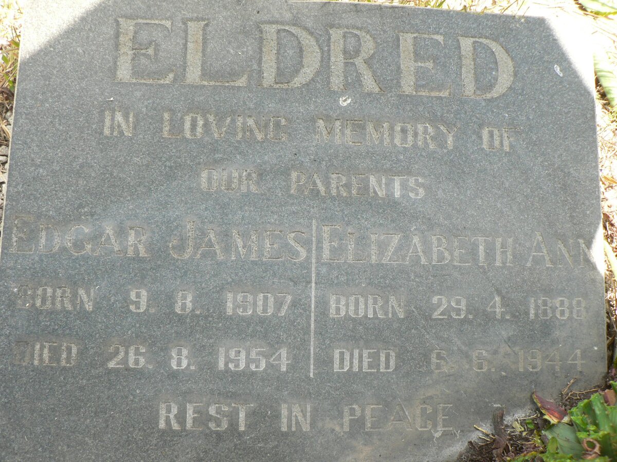ELDRED Edgar James 1907-1954 &amp; Elizabeth Ann 1888-1944