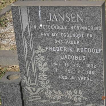 JANSEN Frederik Roedolf Jacobus 1932-1981