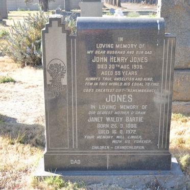 JONES John Henry -1939 &amp; Janet Waldy Bartie 1888-1972
