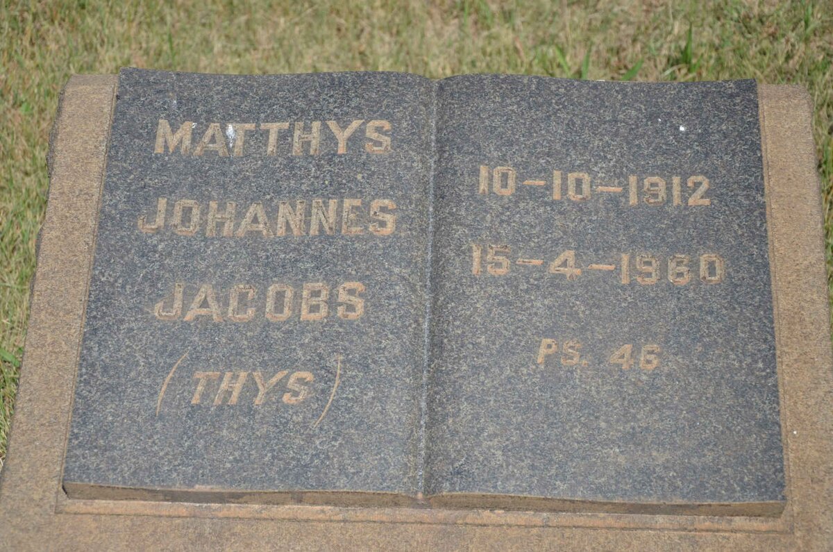 JACOBS Matthys Johannes 1912-1960