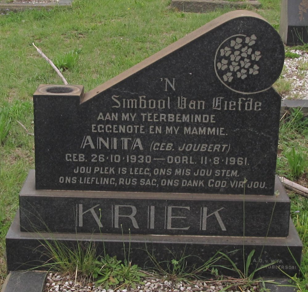 KRIEK Anita nee JOUBERT 1930-1961