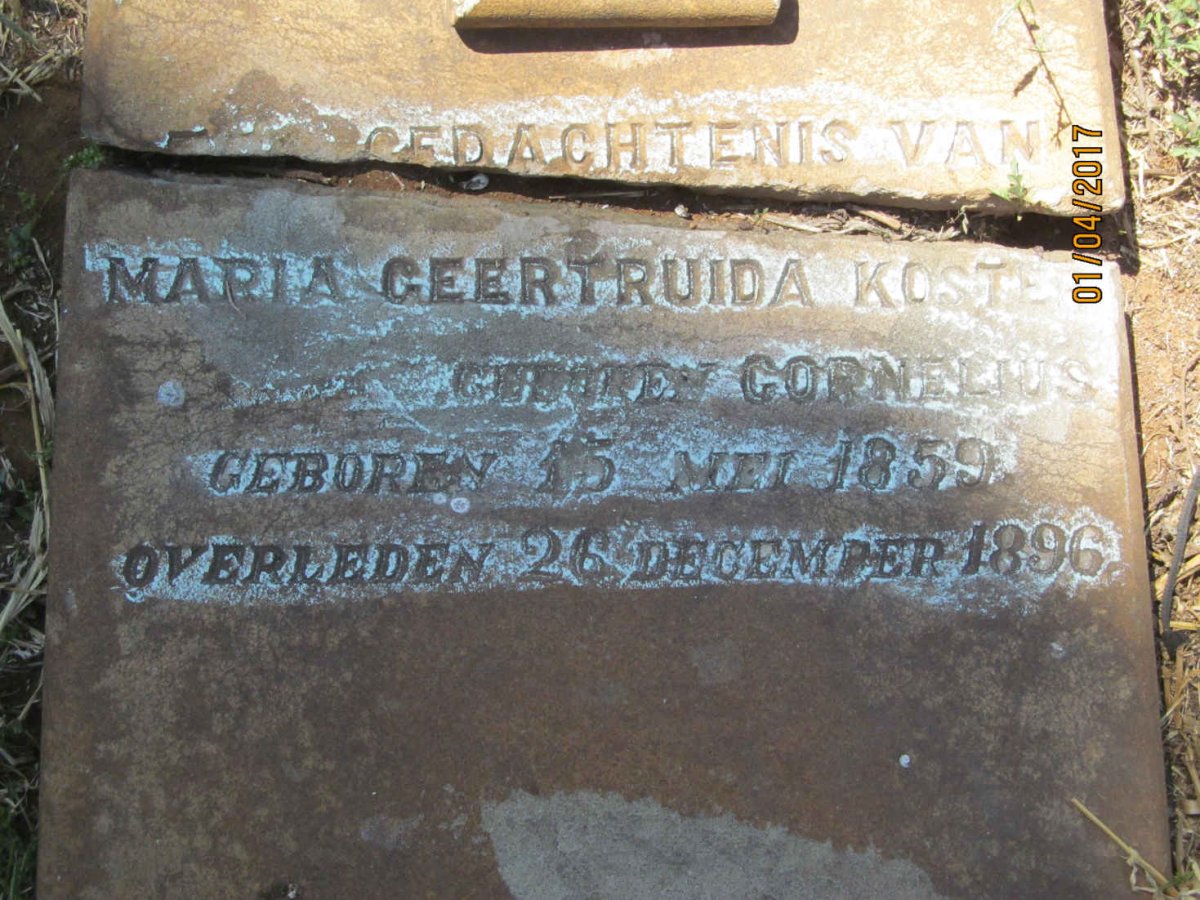 KOSTER Maria Geertruida nee CORNELIUS 1859-1896