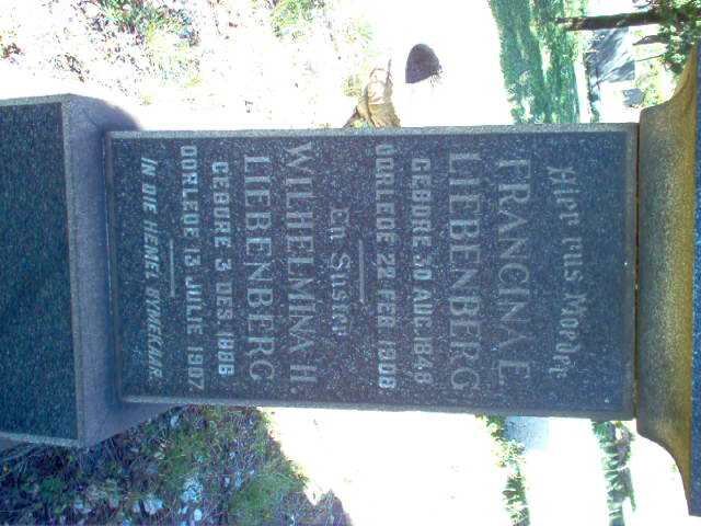 LIEBENBERG Francina E. 1848-1908 :: LIEBENBERG Wilhelmina H. 18?6-1907