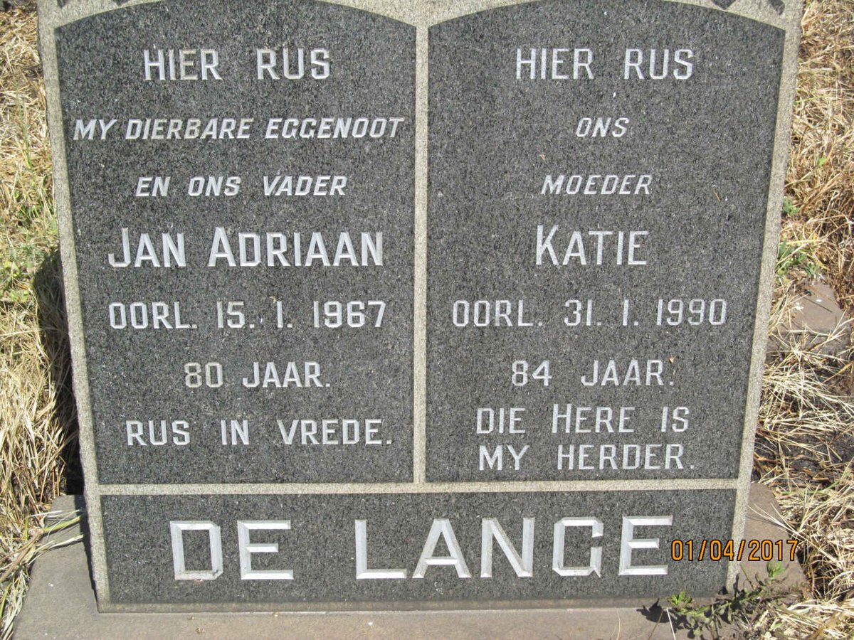 LANGE Jan Adriaan, de  -1967 &amp; Katie -1990