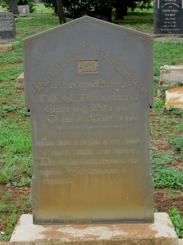 LIEBENBERG Petrus J.C.G. 1911-1928