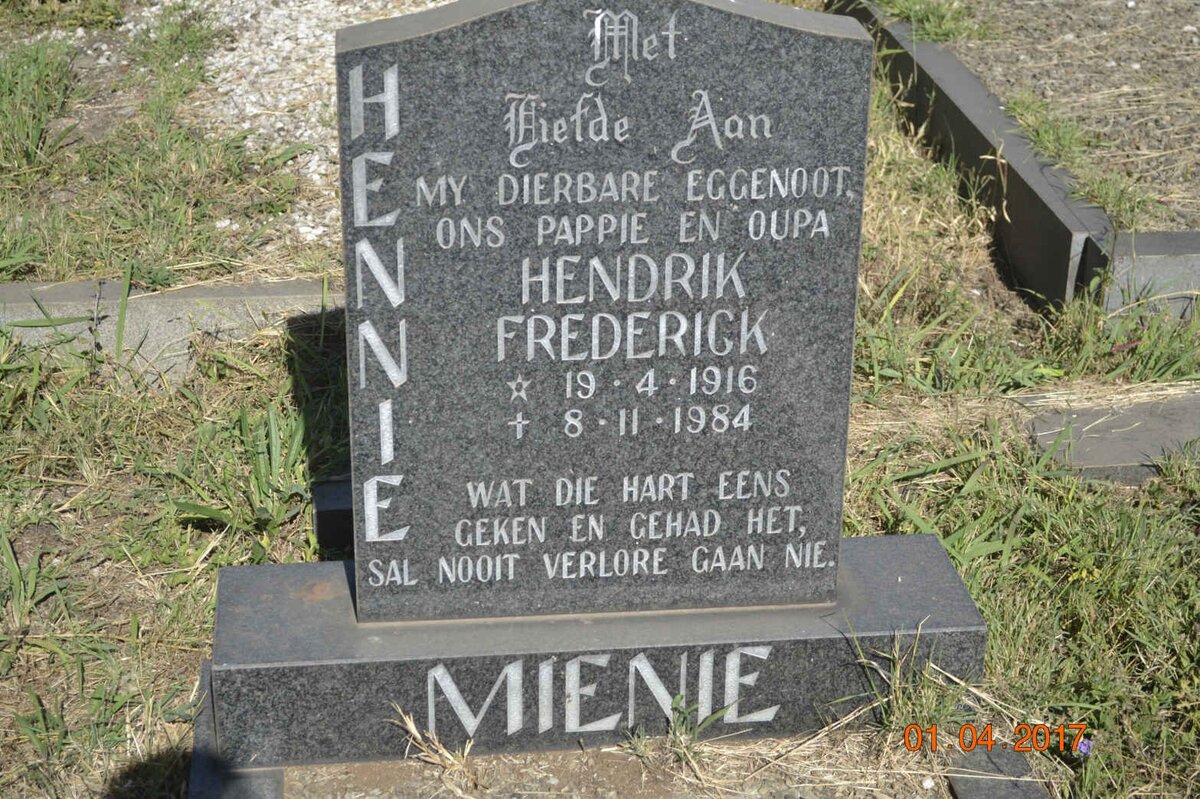 MIENIE Hendrik Frederick 1916-1984