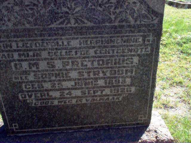 PRETORIUS B.M.S. nee STRYDOM 1898-1926
