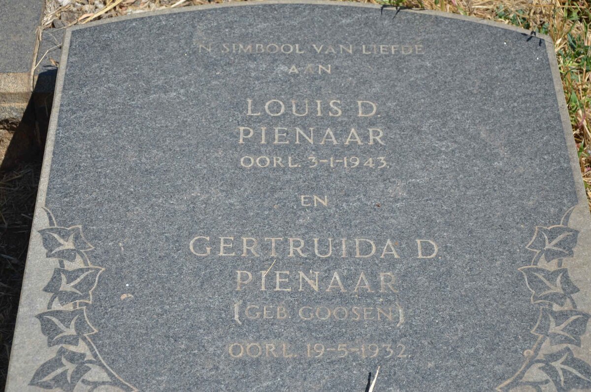 PIENAAR Louis D. -1943 &amp; Gertruida D. GOOSEN -1932