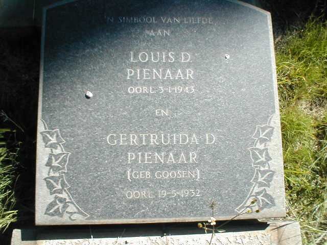 PIENAAR Louis D. -1943 &amp; Gertruida D. GOOSEN -1932
