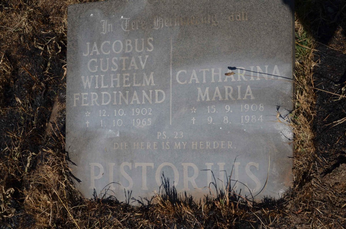 PISTORIUS Jacobus Gustav Wilhelm Ferdinand 1902-1965 &amp; Catharina Maria 1908-1984