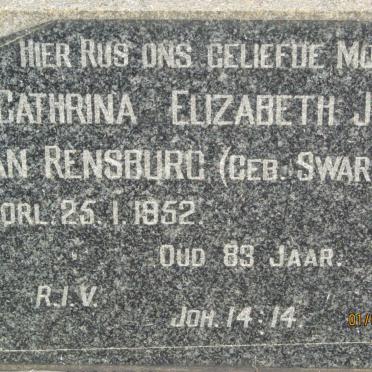 RENSBURG Cathrina Elizabeth J., van nee SWARTS -1952