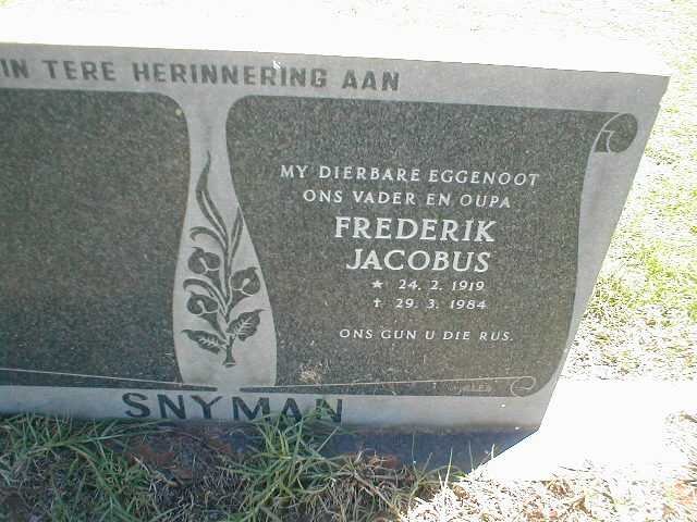 SNYMAN Frederik Jacobus 1919-1984