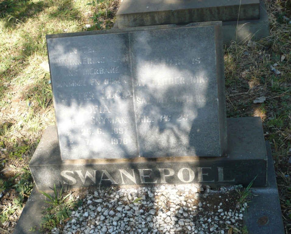 SWANEPOEL Hester Lucia Sofia nee SNYMAN 1897-197?