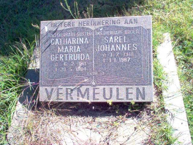 VERMEULEN Sarel Johannes 1918-1987 :: VERMEULEN Catharina Maria Gertruida 1911-1984