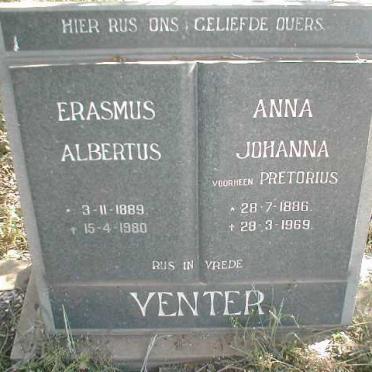 VENTER Erasmus Albertus 1889-1980 &amp; Anna Johanna PRETORIUS 1886-1969