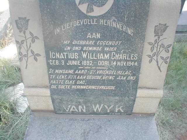 WYK Ignatius William Charles, van 1892-1944