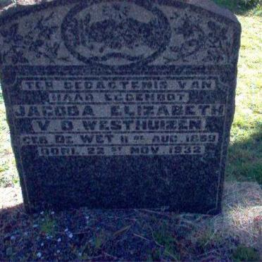 WESTHUIZEN Jacoba Elizabeth, v.d. nee DE WET 1859-1932