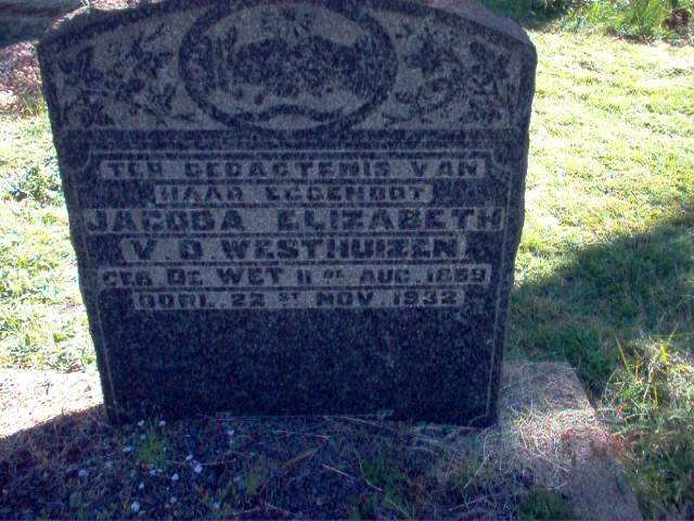 WESTHUIZEN Jacoba Elizabeth, v.d. nee DE WET 1859-1932