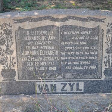ZYL Johanna Elizabeth, van nee SCHAKLEY 1894-1949