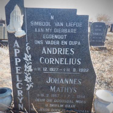 APPELGRYN Andries Cornelius 1927-1982 :: APPELGRYN Johannes Mathys 1957-1994