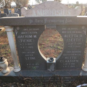 AMBROSIUS Joachim M. 1937-1989 &amp; Aletta D. 1940-1989