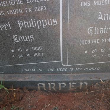 ARPEN Ewert Philippus Louis 1920-1987 &amp; Anna Chatrina SLABBERT 1922-1992