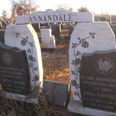 ANNANDALE Christian Jacobus 1919-1983 &amp; Anna Gertruida 1924-2006