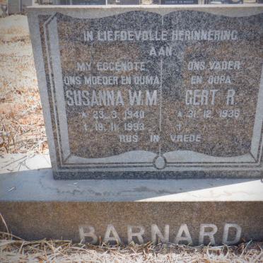 BARNARD Gert R. 1936- &amp; Susanna W.M. 1940-1993