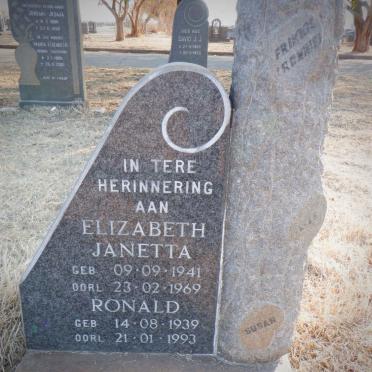 BEKKER Ronald 1939-1993 &amp; Elizabeth Janetta 1941-1969