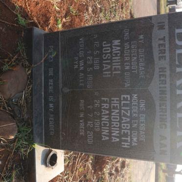 BEKKER Machiel Josiah 1918-1988 &amp; Elizabeth Hendrina Francina 1919-2001