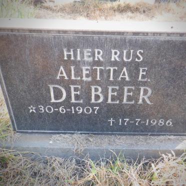BEER Aletta E., de 1907-1986
