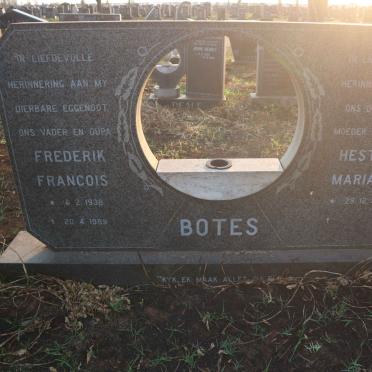 BOTES Frederik Francois 1938-1989 &amp; Hester Maria C. 1944-