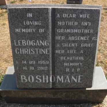 BOSHOMANE Lebogang Christine 1959-2012