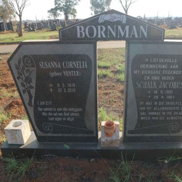 BORNMAN Schalk Jacobus 1921-1987 &amp; Susanna Cornelia VENTER 1919-2010
