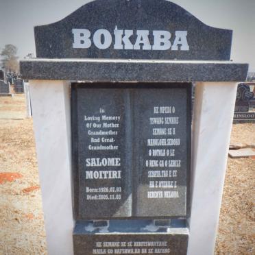 BOKABA Salome Moitiri 1926-2005