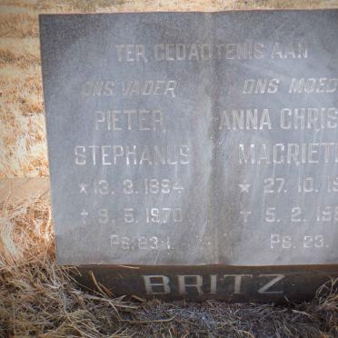 BRITZ Pieter Stephanus 1894-1970 &amp; Anna Christina Magrietha 1901-1984