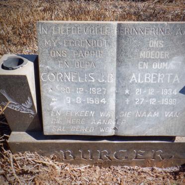 BURGER Cornelius J.B. 1927-1984 &amp; Alberta 1934-1998