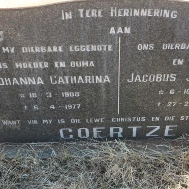 COERTZE Jacobus Johannes 1906-1982 &amp;  Johanna Catharina 1908-1977